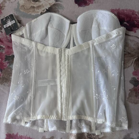 NWT Dominique Lace Corset Bra Sz 40D Coquette Festival Fairy Lace Trim Longline - Picture 6 of 13